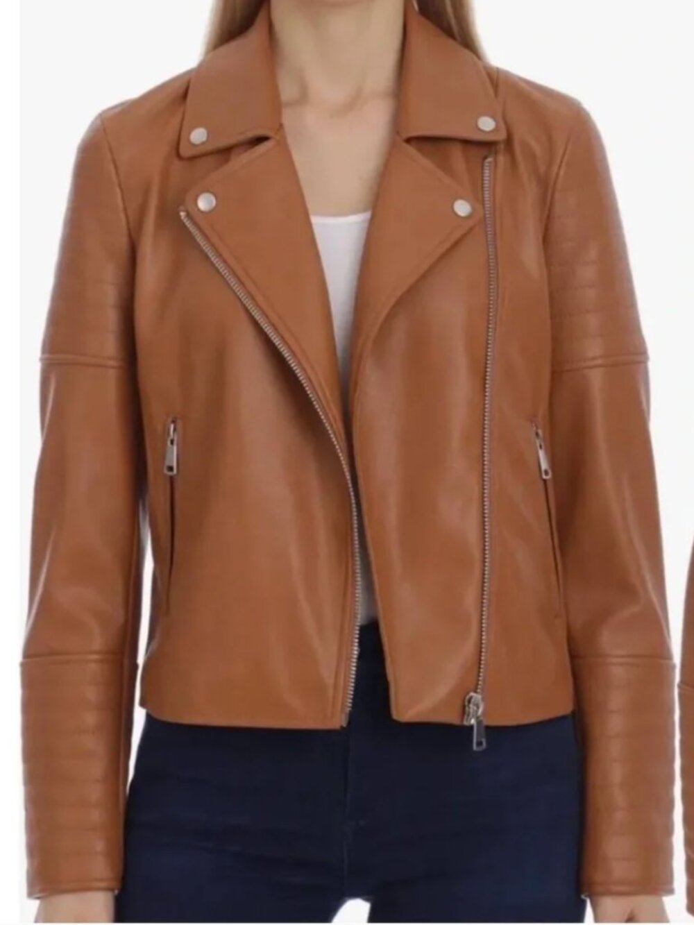 7 For All Mankind - VEGAN Cognac pleather Moto Jacket